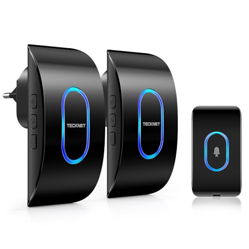 Tecknet Campanello Senza Fili Da Esterno, Campanello Wireless Ip65 Impermeabile, 400M Operativo Portata, 60 Suonerie, 5 Volumi Selezionabili, Indicato