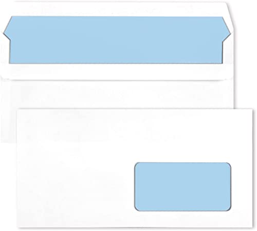Netuno 100 Buste Lettere Lunghe Bianche Formato Dl 110 X 220 Mm 75G Buste Commerciali Lunghe Con Stampa Interna Blu Con Finestra A Destra Taglio Dritt