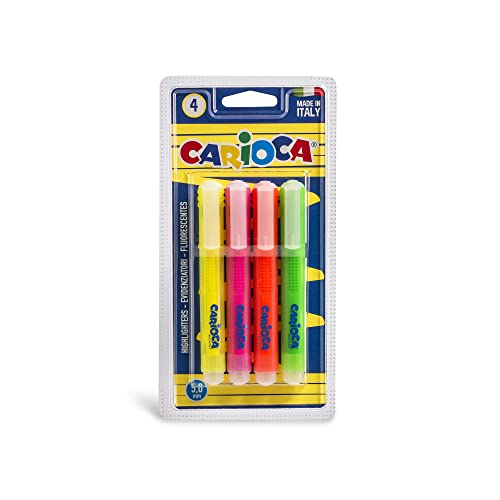 Carioca A11100012 Memory – Confezione Da 4 Evidenziatori Fluorescenti, Multicolore