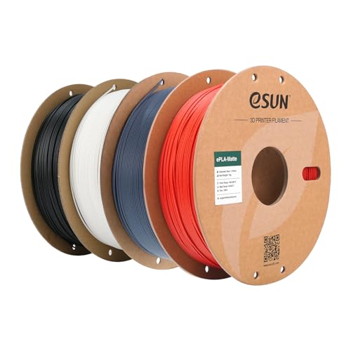 Esun Filamento Per Stampante 3D Pla Opaco Aggiornato, Filamento Pla Opaco Da 1.75Mm, 1 Kg Per Bobina, 4 Bobine Per Stampanti 3D, Nero Ebano+Bianco Cre
