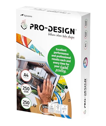 Prodesign - Risma Da 250 Fogli In Carta Stampabile, 250 G/Mq, Formato A4, 21 X 29,7 Cm, Colore: Bianco