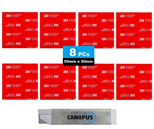 Canopus Tamponi Adesivi Quadrati 5952 (50Mm - 8Pz), Impermeabile Nastro Biadesivo Extra Forte Biadesivo Tampone, Nastro Di Fissaggio Di Targhe Per Aut