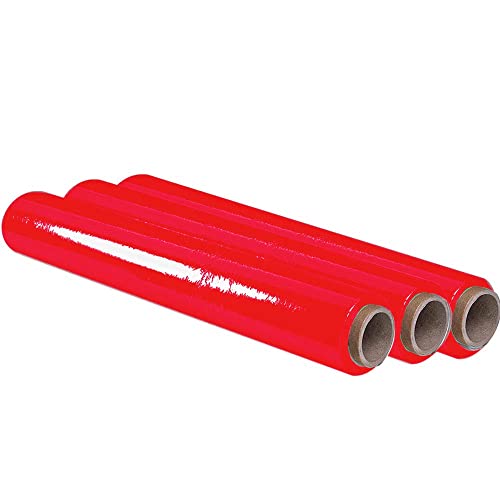 Ofituria Film Rojo Para Embalar De 50 Cm X 200 Metros De Longitud – Rollo De Film Elástico Manual Para Embalaje Industrial – 3 Unidades