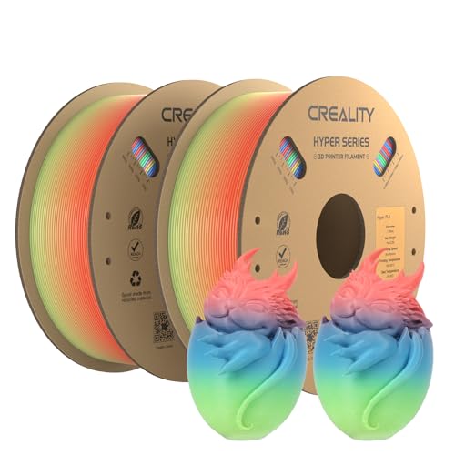 Creality Hyper Pla Filament Arcobaleno Corto 2Kg, Filamento Per Stampanti 3D Per La Stampa Ad Alta Velocità, Durevole E Liscio, Prestazioni Di Overhan