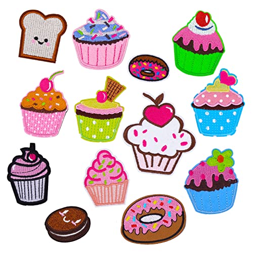 13 Toppe Ricamate Per Cupcake, Con Ferro Da Stiro Colorato