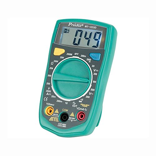 Proskit 02457 Multimetro Digitale Mt-1233D, Verde, 130 X 72 X 28 Mm