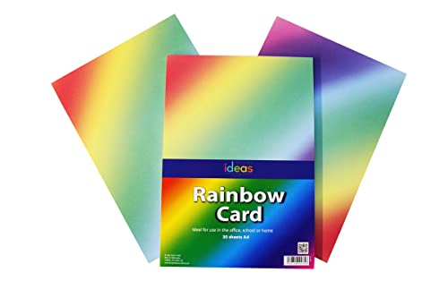 Bright Ideas Cartoncino Arcobaleno Vibrante, 30 Fogli A4, Circa 29,7 Cm X 21 Cm, 200 G/M², Carta Per Cancelleria E Cartoncino Per Arti E Mestieri, Ide