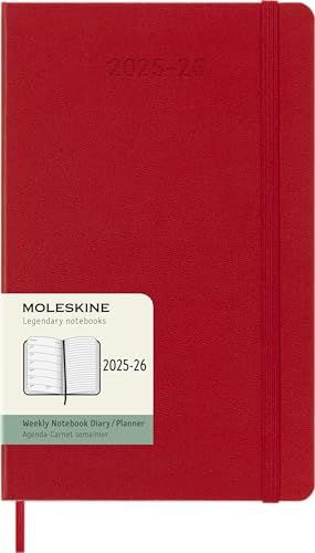 Moleskine Weekly Planner 2025-2026, Agenda Settimanale 18 Mesi Con Spazio Per Note, Copertina Rigida E Chiusura Elastica, Formato Large 13 X 21 Cm, Co