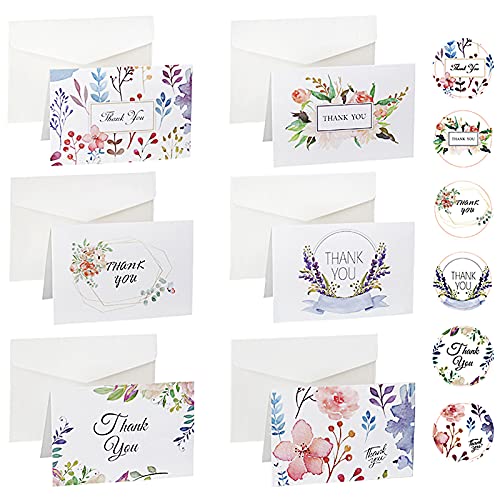 Dugyirs 48 Pezzi Biglietti Di Ringraziamento Grazie Biglietto D'Auguri Piccolo Grazie Carte Multipack Con Adesivi E Buste Per Compleanno Nozze La Laur