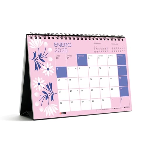 Miquelrius - Calendario Da Tavolo 2025, Calendario A5: 210 X 148,5 Mm, Con Spazio Per Annotare, Calendario 2025, Doppia Rilegatura A Spirale, Calendar
