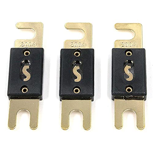 Ancllo 5 Pack Anl Fuse Anl-200 200 Amp Per Autoveicoli Scheda Sistema Audio Tono Oro E Nero