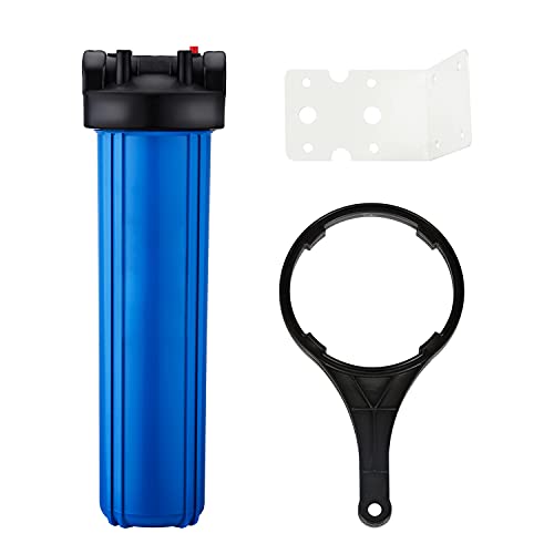 Geekpure Alloggiamento Filtro Acqua Per Tutta La Casa Da 20 Pollici Uscita/Ingresso Da 1 Pollice Con Chiave E Staffa -4,5"X 20" - Colore Blu