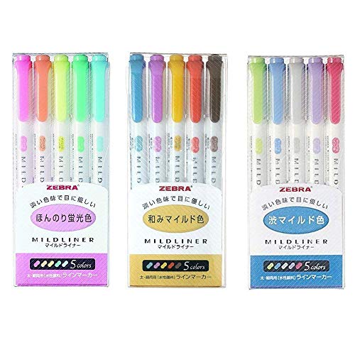 Zebra Mildliner Full Set Of 15 Colors (Soft Colors) Double Sided Fluorescent Marker (Japan Import)