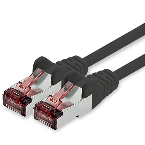 Freiwerk Cavo Di Rete Cat.6 2M Nero - 1 X Cavo Ethernet Lankabel Cat6 Cavo Di Rete Lan Sftp Pimf Patchcable 1000 Mbit S Compatibile Con Cat5 Cat5E Cat