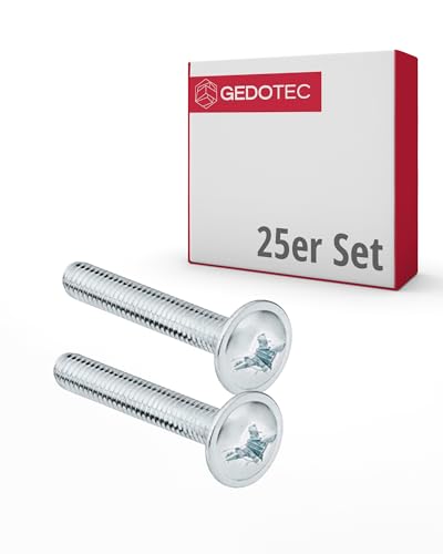 Gedotec Viti Per Mobili M4 In Acciaio Zincato, H10644, 25 Pezzi, Viti Per Maniglie Per Mobili, Connettori Per Mobili, M4 X 30 Mm, Viti Filettate, Viti