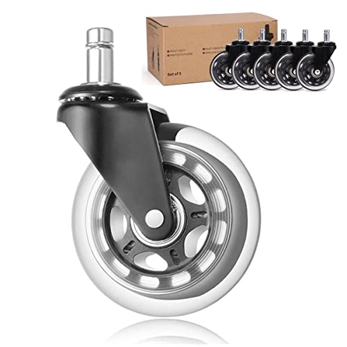 Linktor Office Chair Castors Wheel Replacement 22 Mm Universal Stem Size Set Of 5