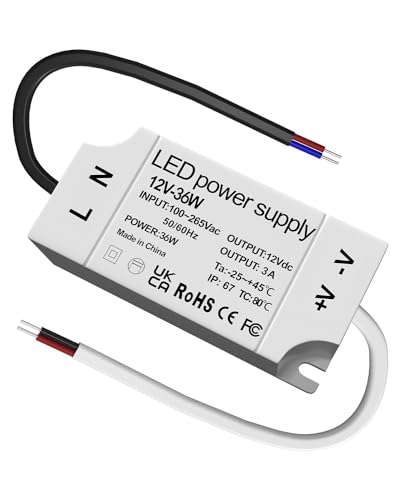 Bonlux Trasformatore Led 220V 12V, 36W Alimentatore 12V 3A Impermeabile Ip67 Trasformatore 220V A 12V, Driver Led Ac A Dc Per Strisce Led, Lampadina G