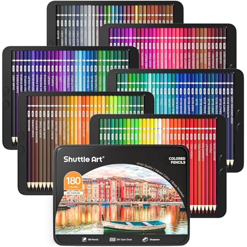 Shuttle Art 180 Matite Colorate Professionali, Softcore Set Colori A Matita 4 Temperini, Ideale Per Artisti, Bambini, Adulti, Colorare, Disegnare, Sca