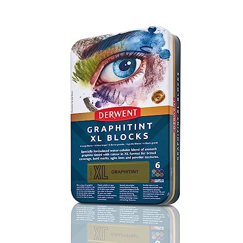 Derwent Graphitint Set Di 6 Blocchi Di Colore Xl Da 60 Mm, Solubili In Acqua, Adatti Per Realizzare Schizzi, Disegni E Dettagli Espressivi, Qualità Pr