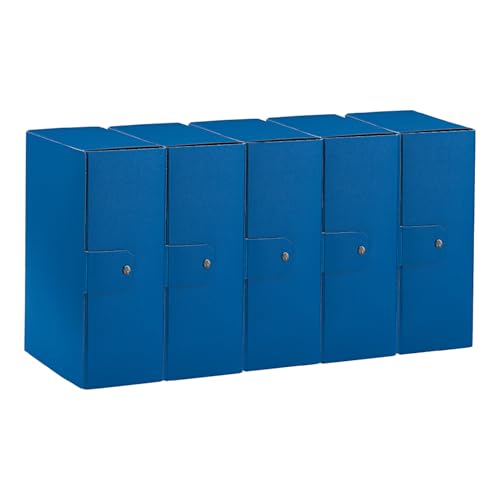 Esselte C32 Eurobox Cartella Progetti Per L'Archiviazione, Chiusura Con Bottone, 25 X 35 Cm, Dorso 12 Cm, Blu, Confezione Da 5 Pz, 390332050