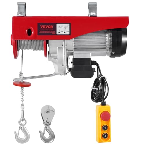 Vevor Paranco Elettrico Doppio Cavo Carico Max. 1200 Kg, Telecomando A Filo 4,2 M, Altezza Di Sollevamento Cavo Singolo 12 M, Paranco Arresto Di Emerg