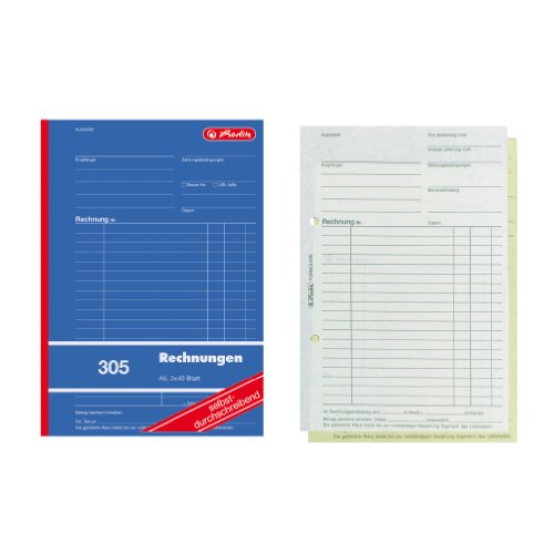 Herlitz 1932862 Libro Contabile A5, 305 2 X 40 Fogli, Copia Senza Carbone, Confezione Da 4