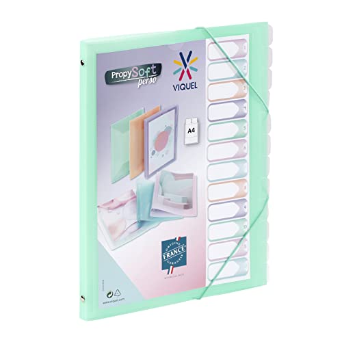 Viquel - Propysoft 12 Scomparti A4 Personalizzabile Organizer - Chiusura Elastica - Verde Traslucido