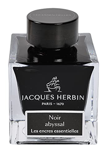 Jacques Herbin 13109Jt - Flacone Di Inchiostro Da 50 Ml, Per Penne Stilografiche E Penne A Sfera, Colore: Nero