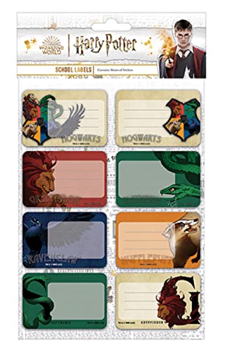 Harry Potter - Set Di Etichette Scolastiche Hogwarts Houses, Prodotto Ufficiale