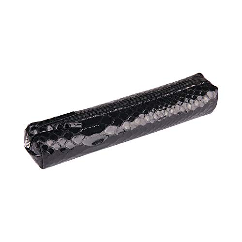 Clairefontaine 410173C - Astuccio Piccolo Slim In Vero Cuoio 19,5X2,5X4 Cm,Stampato Motivo Pitonato Nero