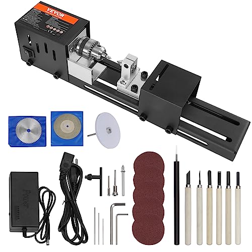 Vevor Mini Tornio Per Legno 96W Utensili Tornio Elettrico Di Precisione 7 Velocità Regolabile 4220/5300/5650/6350/6660/7050/8450 Giri/Min Fresatrice L