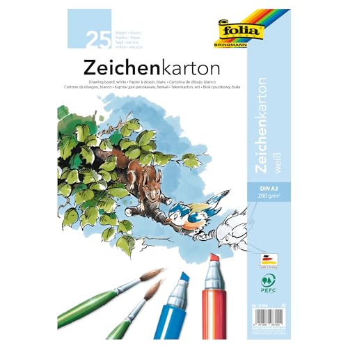 Max Bringmann - Cartoncino Da Disegno, Formato Din A3, 200 G/Mq, Confezione 25 Fogli