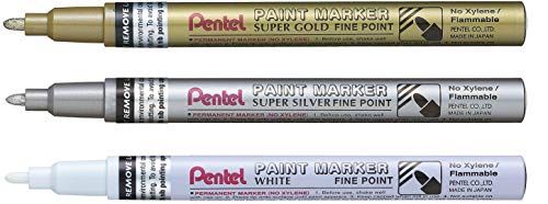 Pentel Msp10 Set Paint Marker Punta Fine 2,9 Mm 3 Pz Oro/Argento/Bianco