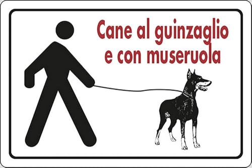 Cartello Cane Al Guinzaglio Con Museruola Parchi Spazi Aperti 30Cmx20Cm Cartello Cane Al Guinzaglio Con Museruola Parchi Spazi Aperti 30Cmx20Cm