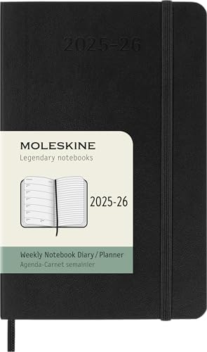 Moleskine Weekly Planner 2025-2026, Agenda Settimanale 18 Mesi Con Spazio Per Note, Copertina Morbida E Chiusura Elastica, Formato Pocket 9 X 14 Cm, C