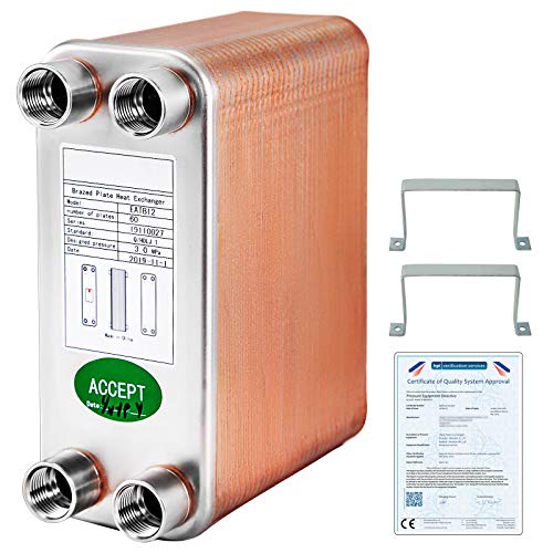 Vevor Scambiatore Di Calore 60 Piastre Scambiatore Di Calore Per Riscaldamento B12-60 Scambiatore Di Calore Piastre In Acciaio