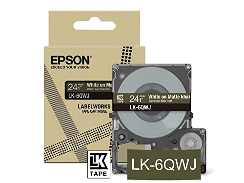 Epson Labelworks Lk-6Qwj Cartuccia A Nastro Per Etichettatura Compatibile Con Epson Labelworks Lw-C610 Opaco Khaki/Bianco 24Mm