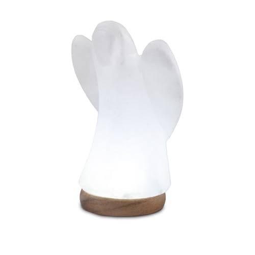 Lampe Led Ange En Cristal De Sel Blanc