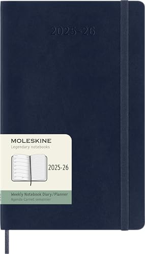 Moleskine Weekly Planner 2025-2026, Agenda Settimanale 18 Mesi Con Spazio Per Note, Copertina Morbida E Chiusura Elastica, Formato Large 13 X 21 Cm, C