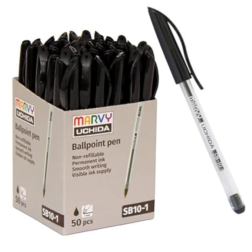 Uchida Sb10-1 Marvy Ball Point Pen 1,0 Mm, Confezione Da 50 Pezzi, Colore Nero