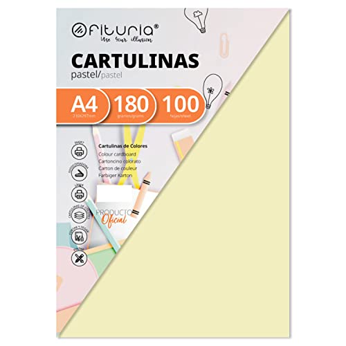 Pack 100 Cartulinas Color Crema Tamaño A4 180G