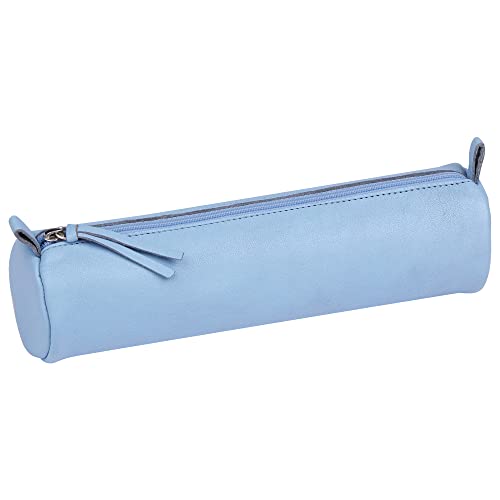 Clairefontaine 410159C -Astuccio Per La Scuola Rotondo Azzurro Cielo Ø5,5X22 Cm In Vero Cuoio D'Agnello I Articoli Per La Scuola I Astuccio Per Matite