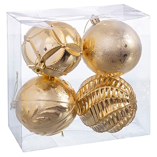 Set 4 Bolas Oro Relieve 80 Mm