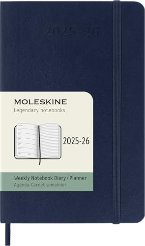 Moleskine Weekly Planner 2025-2026, Agenda Settimanale 18 Mesi Con Spazio Per Note, Copertina Morbida E Chiusura Elastica, Formato Pocket 9 X 14 Cm, C