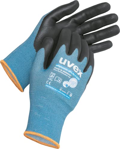 Uvex 6008411 C Esd-Guanti Antitaglio, Azzurro/Nero, 11