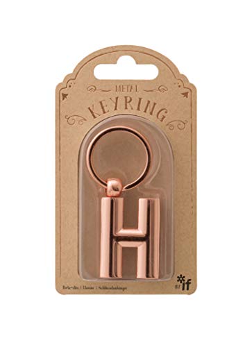 If Portachiavi In Metallo Con Lettere Dell'Alfabeto Personalizzate, Oro Rosa, H