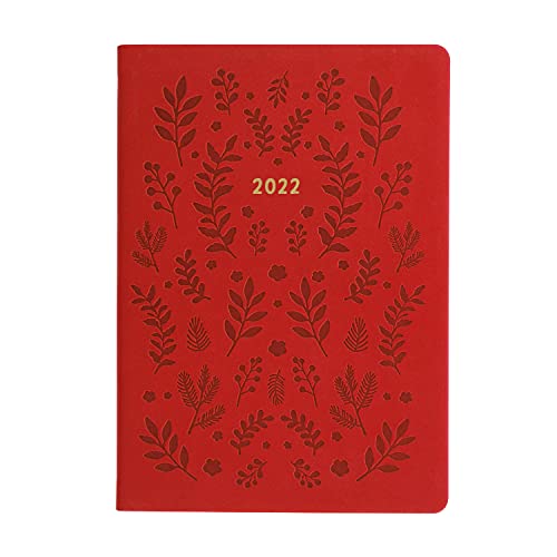 Letts Of London 22-082164, Woodland - Agenda 2022, Visualizzazione Settimanale, Formato A5, Colore: Rosso