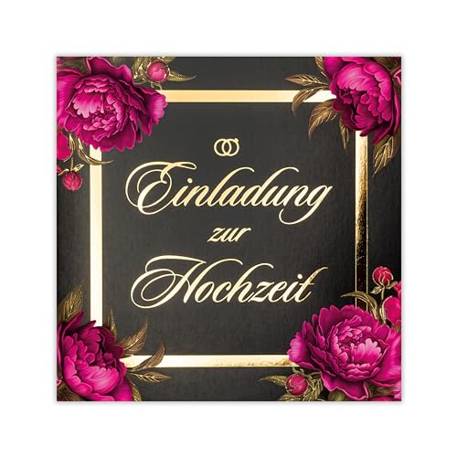 Art Nuvo Set Di Inviti Per Matrimonio, 20 Pezzi, 135 X 135 Mm, Con Inserti Stampabili E Buste Per Matrimonio, Modello Dorato