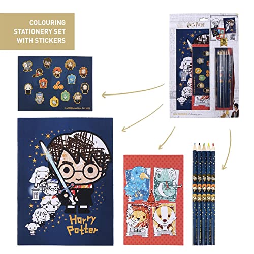 Cerdá Life'S Little Moments - Set Papeleria Libros Para Colorear De Harry Potter Incluye 2 Cuadernos Para Colorear Niños 2 A 12 Años, 5 Lápices De Col