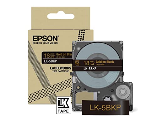 Epson Labelworks Lk-5Bkp Cartuccia A Nastro Per Etichettatura Compatibile Con Epson Labelworks Lw-C610 E Lw-C410 Nero Metallizzato/Oro 18Mm
